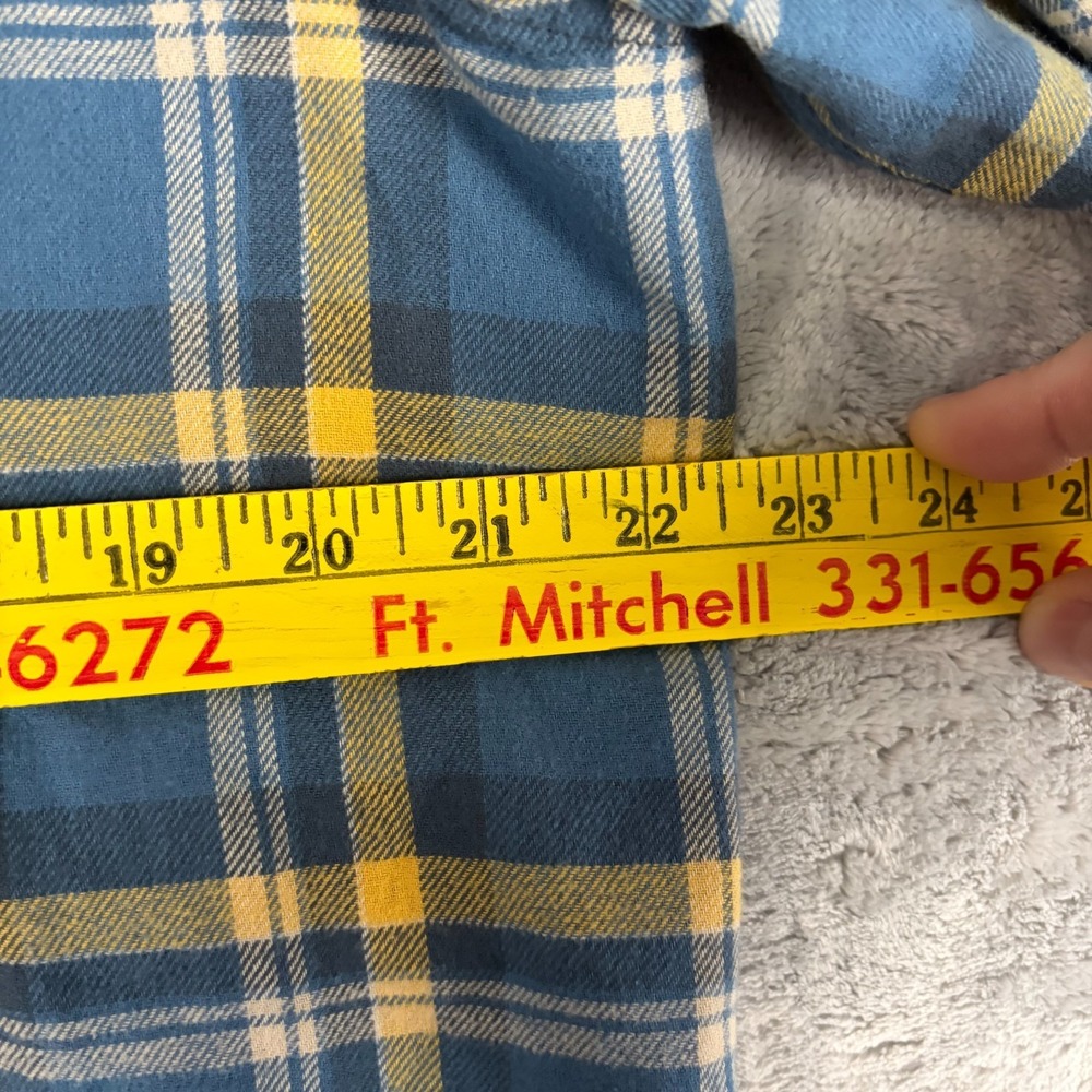 Columbia Regular Fit Flannel Shirt Mens Medium Blue Yellow Plaid Long Sleeve - Picture 4 of 7